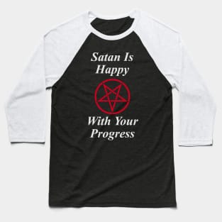 Funny Satanic Design Baseball T-Shirt